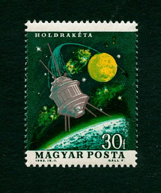 1964 Hungary 30f stamp Luna 3