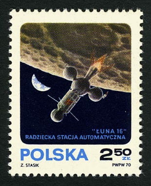 1970 Poland 2.50z stamp Luna 16