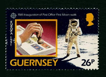1991 Guernsey 26p stamp Apollo 11 anniversary 