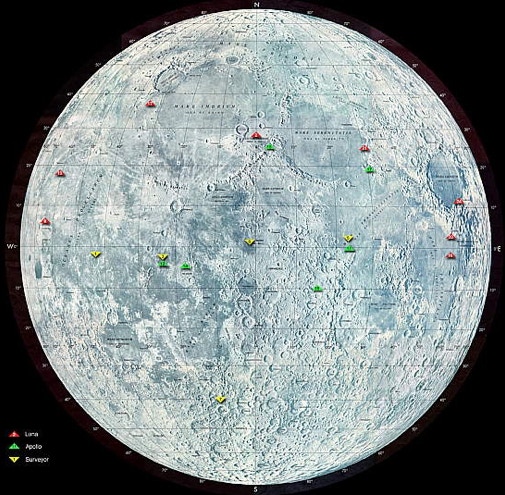 Moon landing map