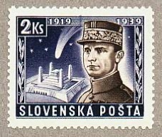 Slovakian 2Ks stamp honouring Milan Štefánik (1939)
