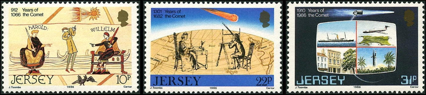 Jersey Halley's Comet stamps 1986