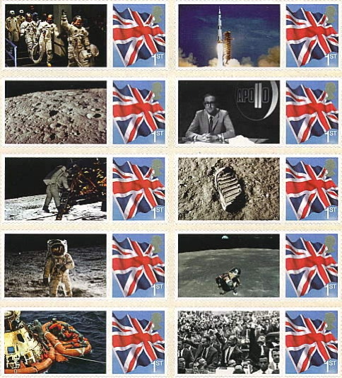 GB Journey to the Moon stamp sheet 2009