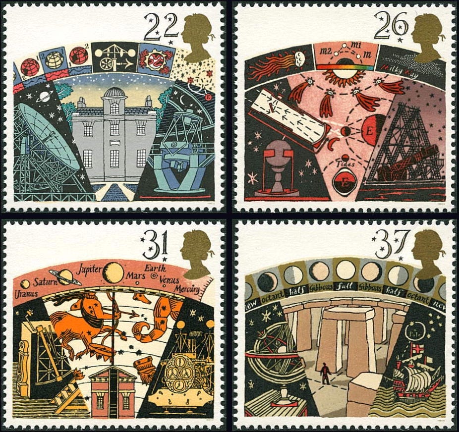 GB astronomy stamp set 1990