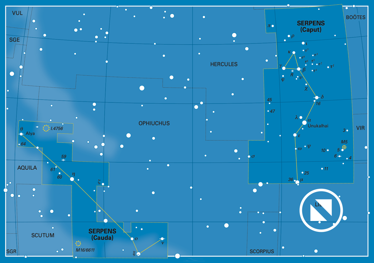 Serpens as it appears on a modern star chart 