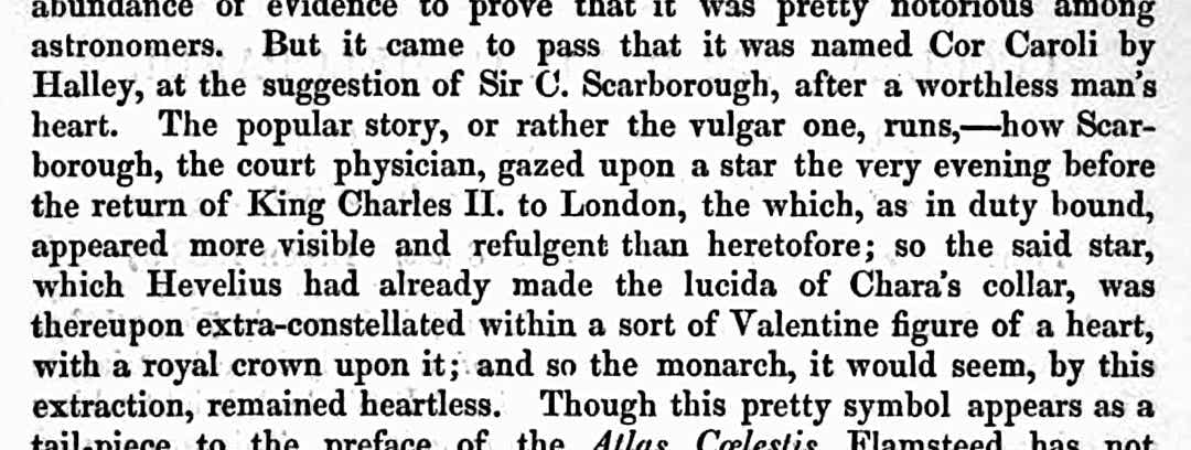 W. H. Smyth’s explanation of the origin of the name Cor Caroli