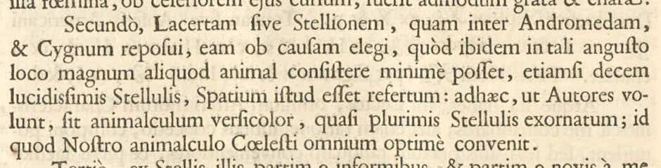 Hevelius's description of Lacerta