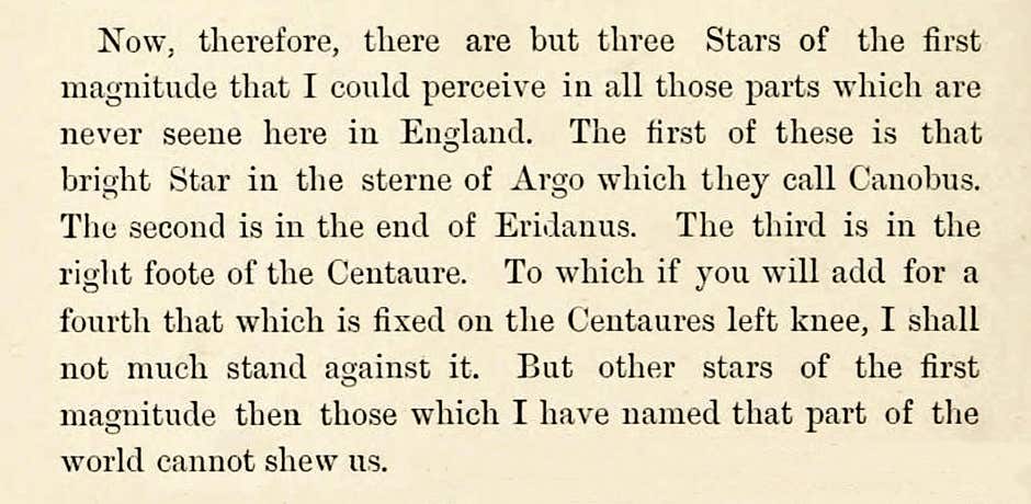 Robert Hues's description of first-magnitude stars in the southern sky