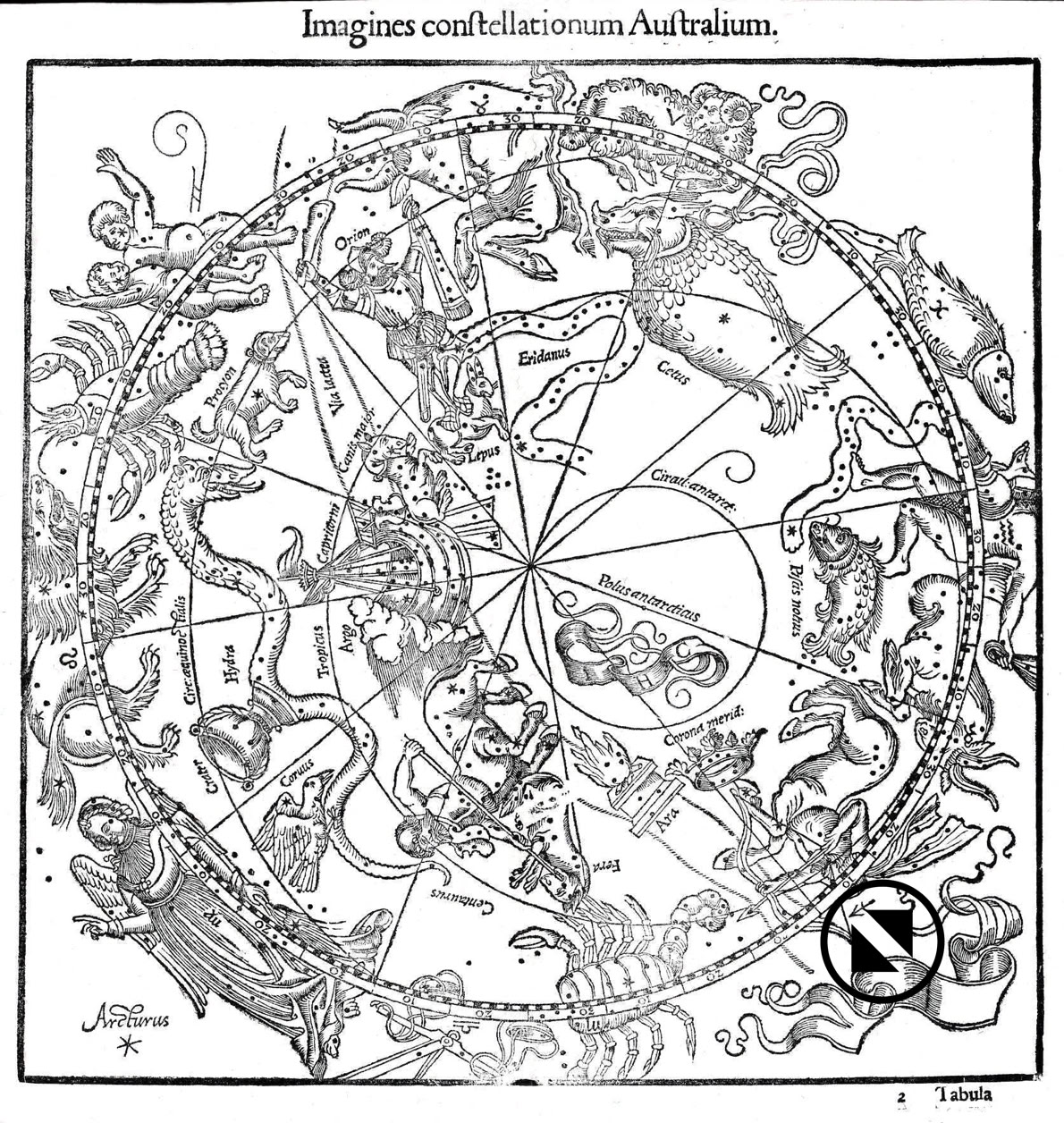 Johannes Honter's south celestial hemisphere of 1532