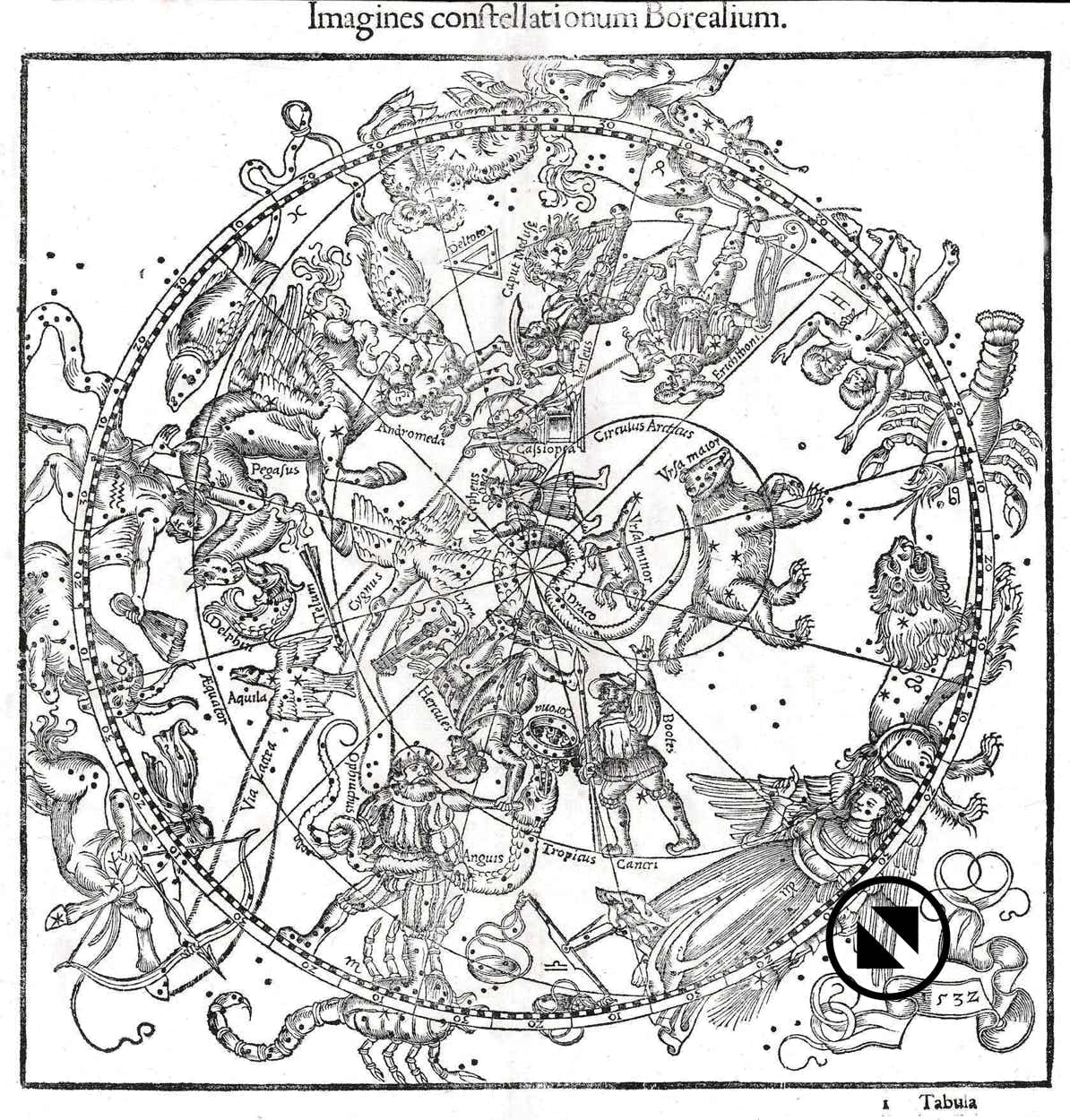 Johannes Honter's north celestial hemisphere of 1532