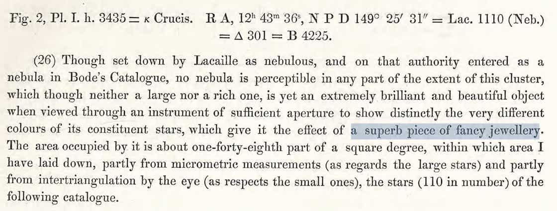 John Herschel’s description of the Kappa Crucis cluster