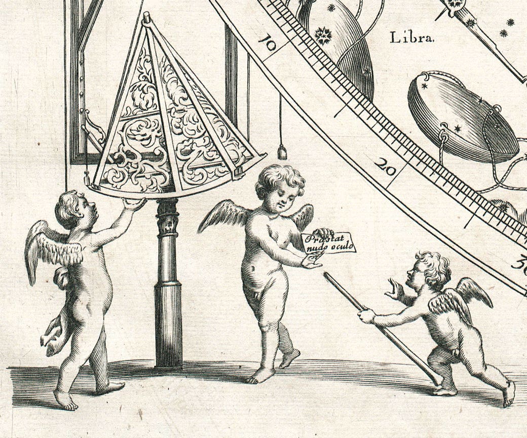 Putti on Hevelius's northern hemisphere chart