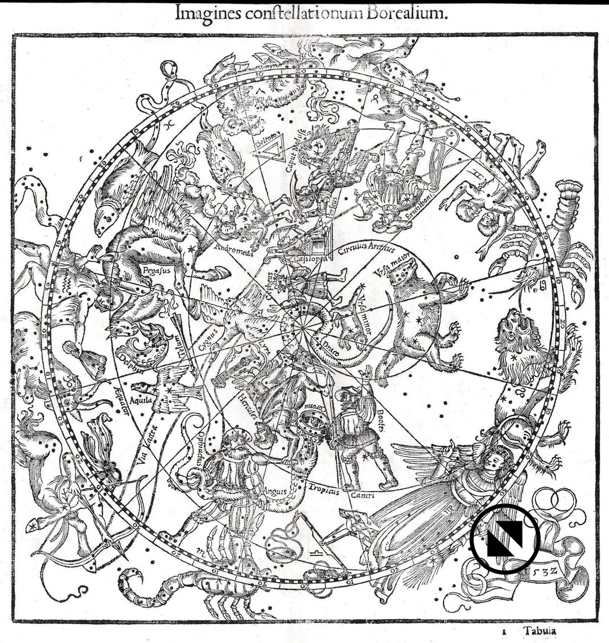 Johannes Honter's north celestial hemisphere of 1532