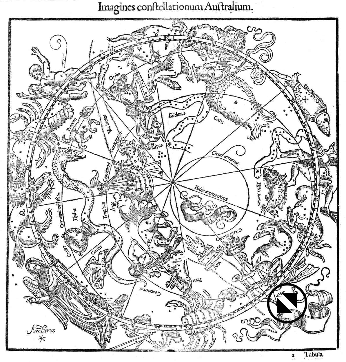 Johannes Honter's south celestial hemisphere of 1532