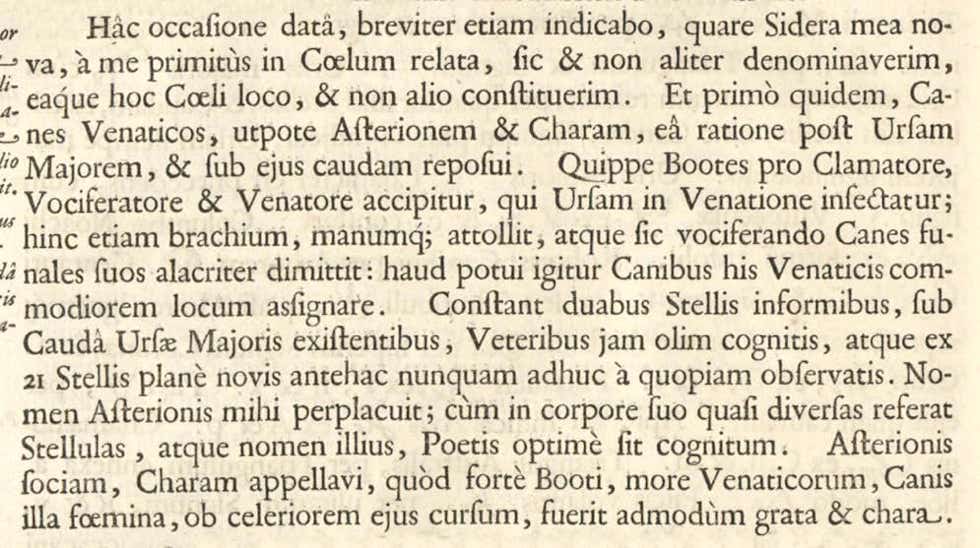 Hevelius's description of Canes Venatici