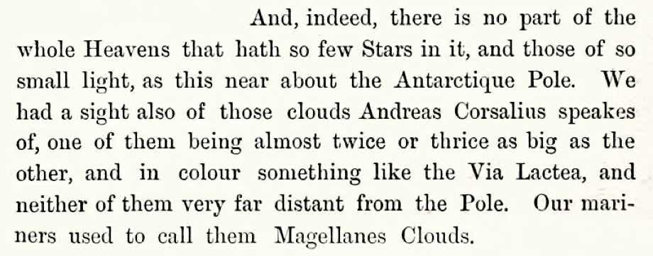 Robert Hues's description of the Magellanic Clouds