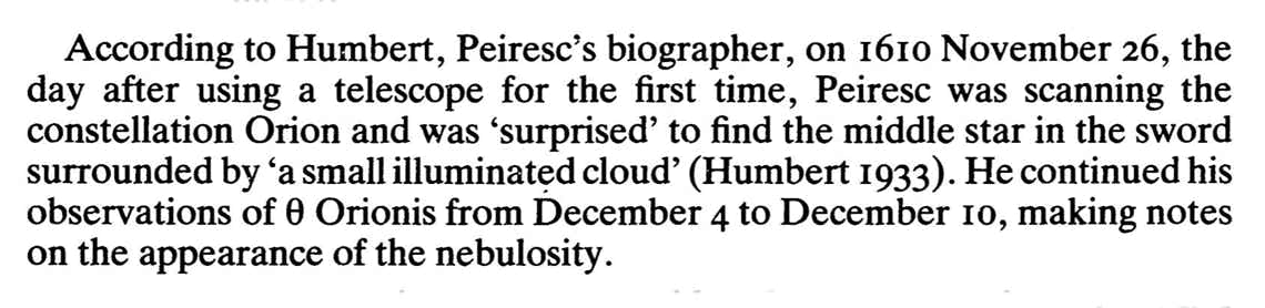 Nicolas-Claude Fabri de Peiresc’s description of the Orion Nebula in 1610