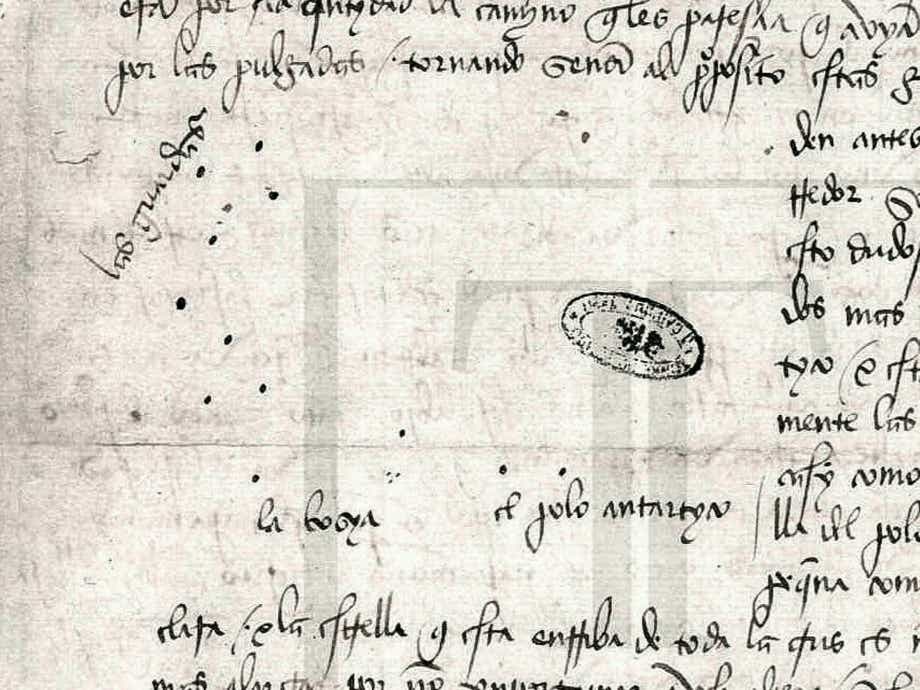 The Southern Cross sketched by João Faras in 1500