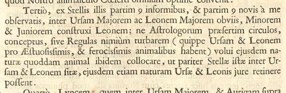 Hevelius's description of Leo Minor