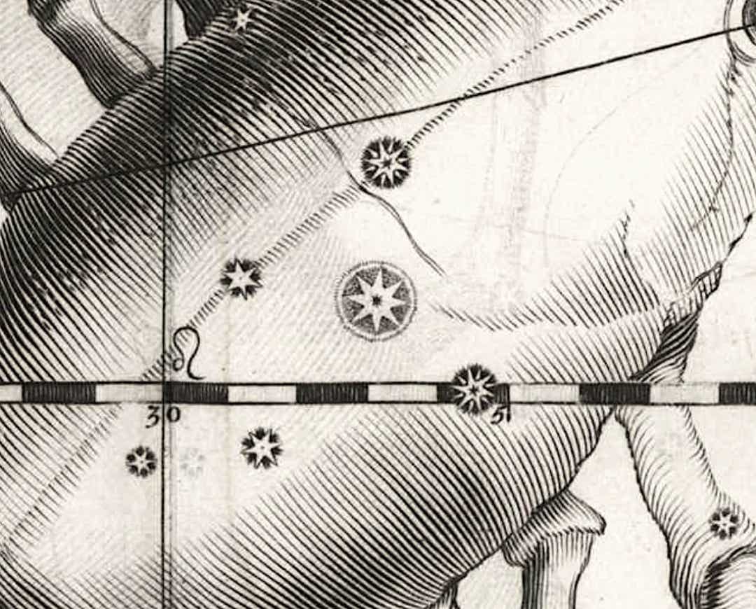 Johannes Hevelius's depiction of the star cluster Praesepe in Cancer