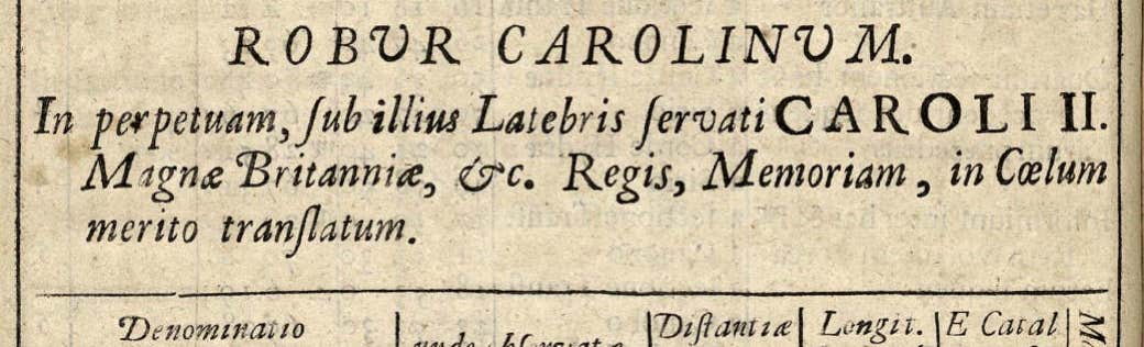 Halley dedicated Robur Carolinum to King Charles II of England