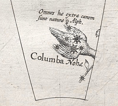 Columba shown on Plancius's globe of 1598
