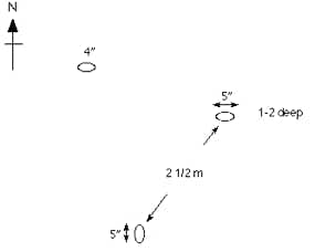 Sketch of supposed UFO landing marks in Rendesham Forest